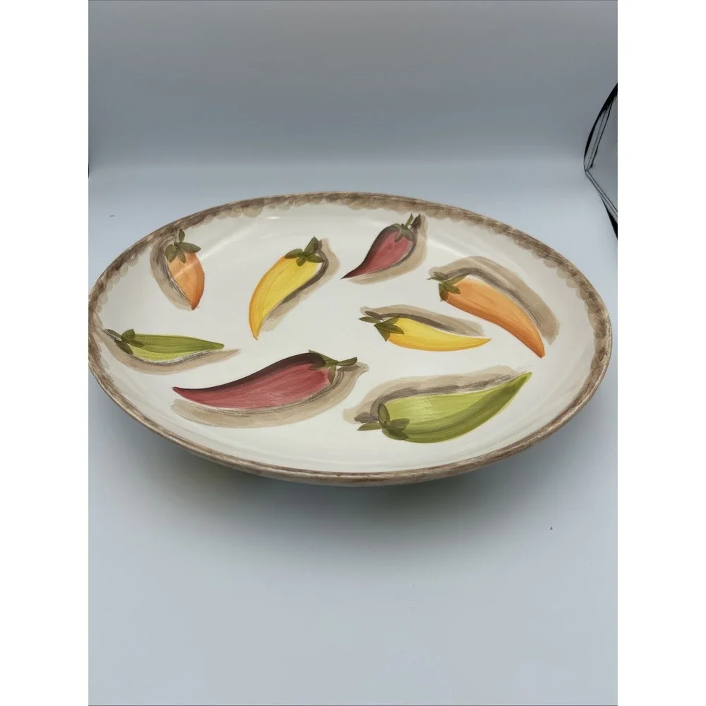 Santa fe Hand Painted Tabletops Unlimited Oval‎ Chili Pepper Platter 13x15